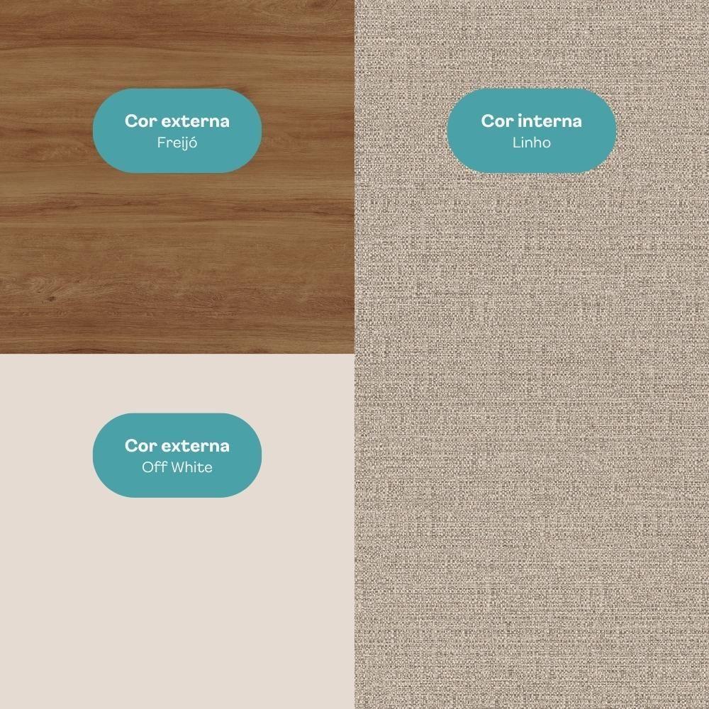 Guarda Roupa Casal 4 Ptas C/ Espelho Fit Carraro Freijó/offw - 9