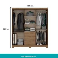 Guarda Roupa Casal 4 Ptas C/ Espelho Fit Carraro Freijó/offw - 3