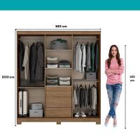 Guarda Roupa Casal 4 Ptas C/ Espelho Fit Carraro Freijó/offw - 7