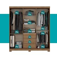 Guarda Roupa Casal 4 Ptas C/ Espelho Fit Carraro Freijó/offw - 10