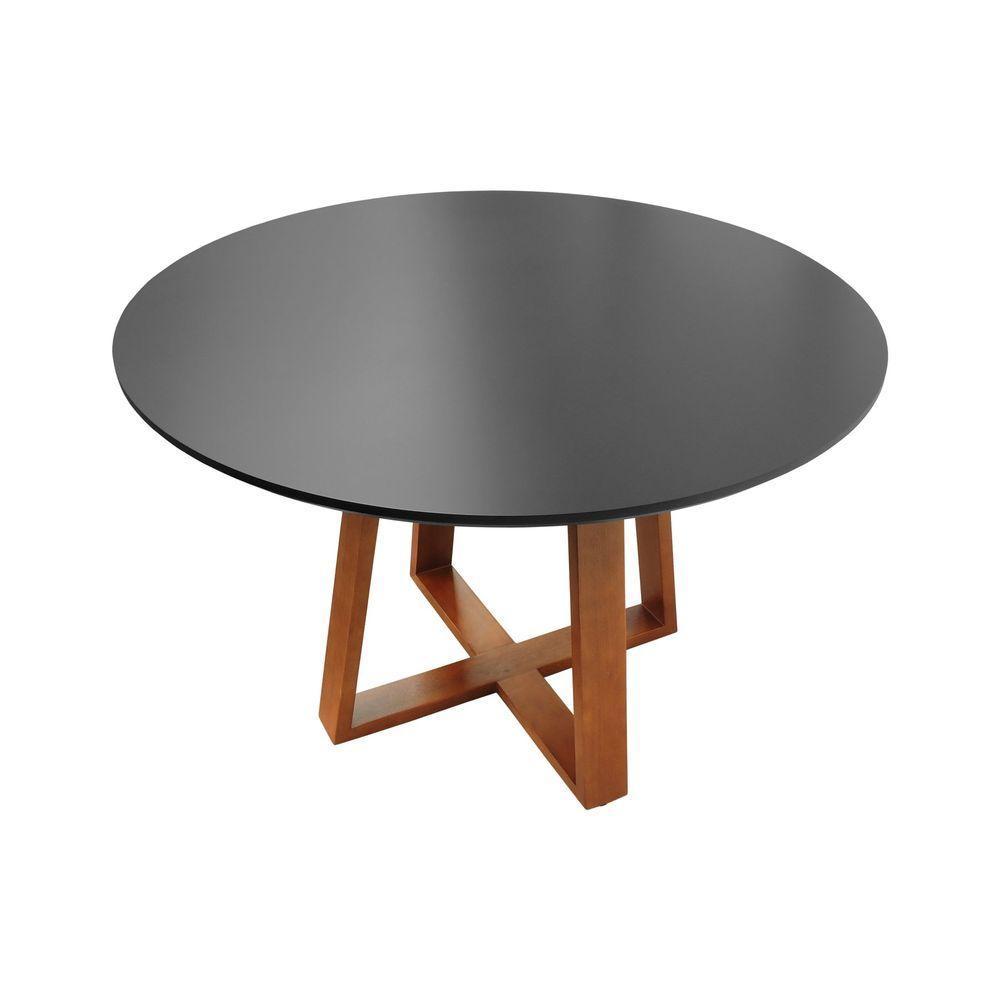 Mesa De Jantar Madri Madeira Maciça - Amêndoa Tampo 120 Laqueado Preto - 5