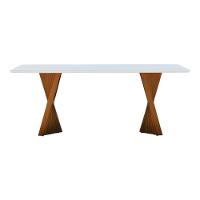 Mesa De Jantar Gus 220x100cm Tampo Mdf Laqueado Com Vidro - Amêndoa Off White - 8
