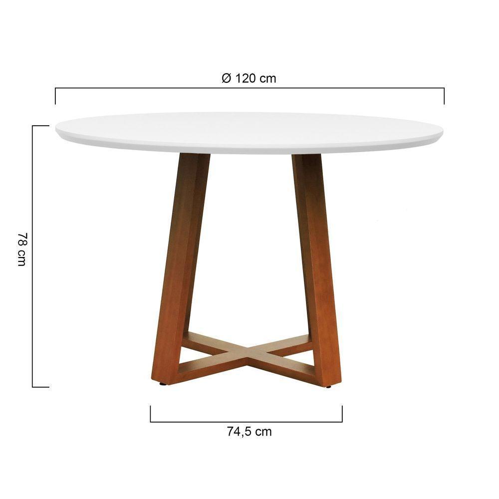 Mesa De Jantar Madri Madeira Maciça - Amêndoa Tampo 120 Laqueado Branco - 2