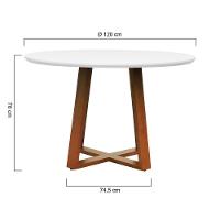 Mesa De Jantar Madri Madeira Maciça - Amêndoa Tampo 120 Laqueado Branco - 2