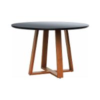 Mesa De Jantar Tampo Com Vidro Madri Madeira Maciça - Amêndoa Tampo 150 Preto-vidro Preto - 1