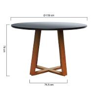 Mesa De Jantar Tampo Com Vidro Madri Madeira Maciça - Amêndoa Tampo 150 Preto-vidro Preto - 2