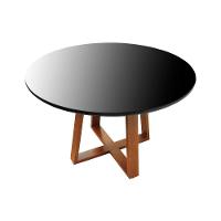 Mesa De Jantar Tampo Com Vidro Madri Madeira Maciça - Amêndoa Tampo 150 Preto-vidro Preto - 3