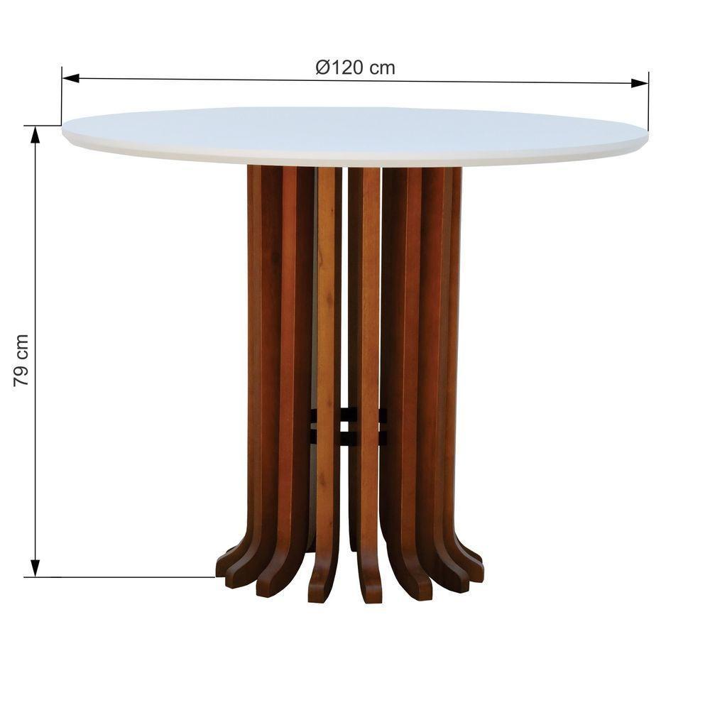 Mesa De Jantar Denver Tampo Redondo 120 Amêndoa-branco - 2