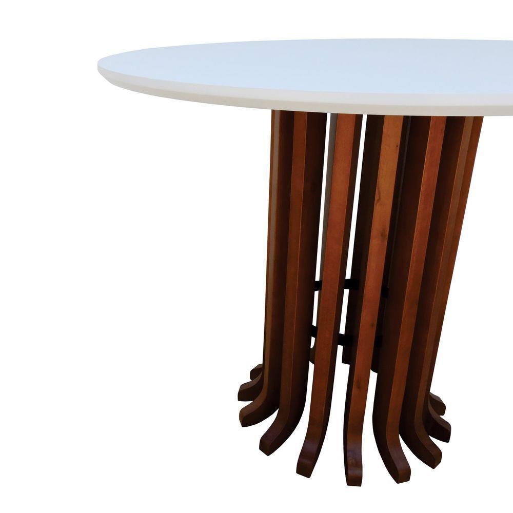 Mesa De Jantar Denver Tampo Redondo 120 Amêndoa-branco - 5