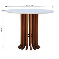 Mesa De Jantar Denver Tampo Redondo 120 Amêndoa-branco - 2