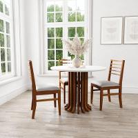 Mesa De Jantar Denver Tampo Redondo 120 Amêndoa-branco - 3