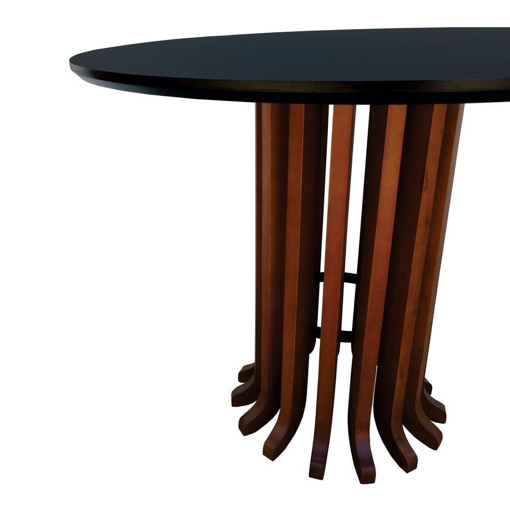 Mesa De Jantar Denver Tampo Redondo 120 Amêndoa-preto - 5