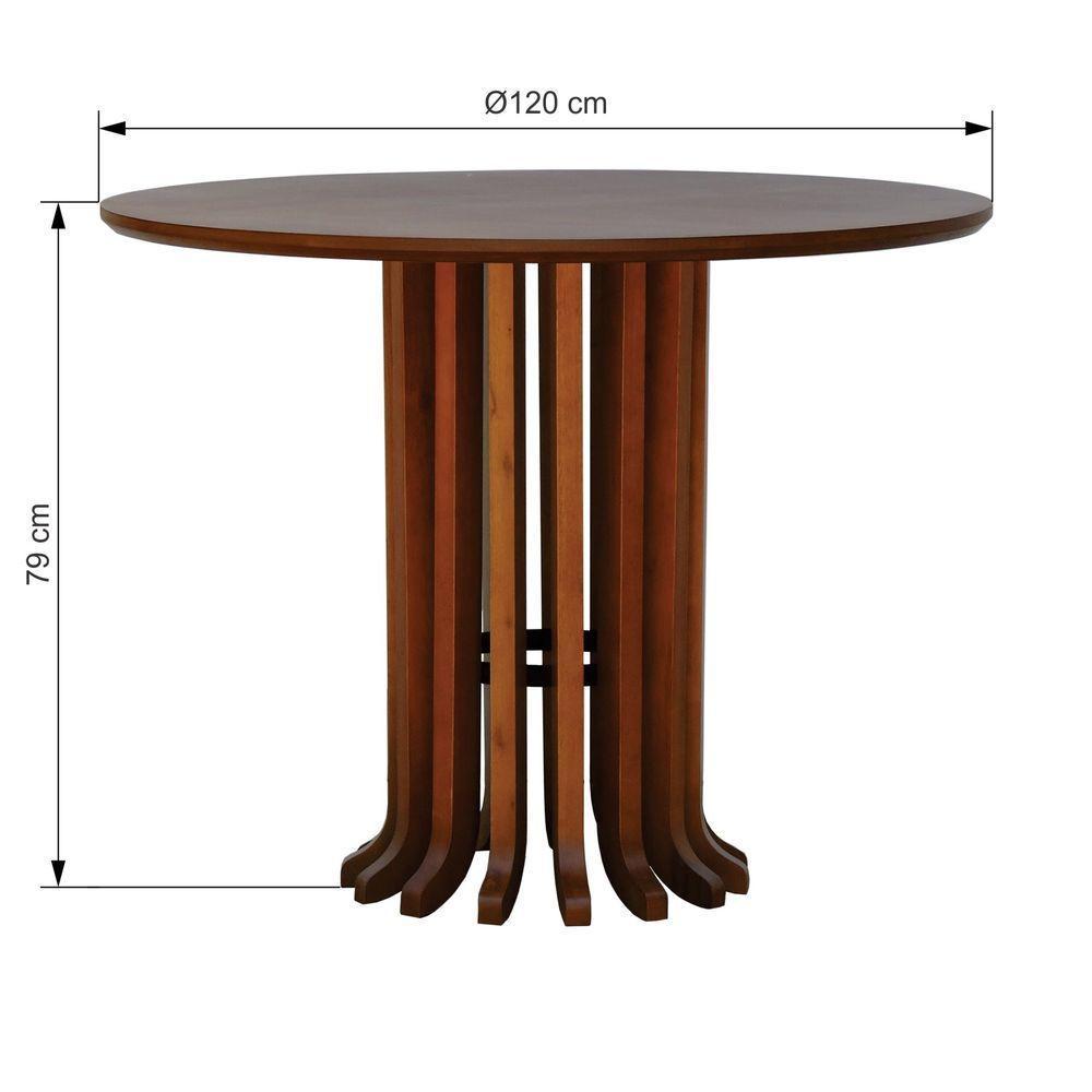 Mesa De Jantar Denver Tampo Redondo 120 Amêndoa - 2