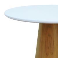Mesa De Jantar Tampo Em Vidro Base Cone Laminado Cinamomo Natural Tampo 120 Branco-vidro Branco - 5