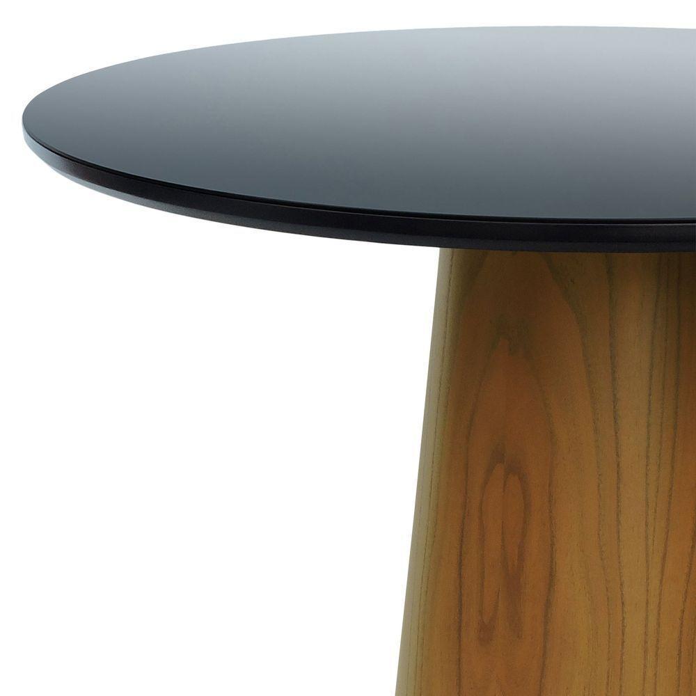 Mesa De Jantar Tampo Em Vidro Base Cone Laminado Cinamomo Natural Tampo 120 Preto-vidro Preto - 5
