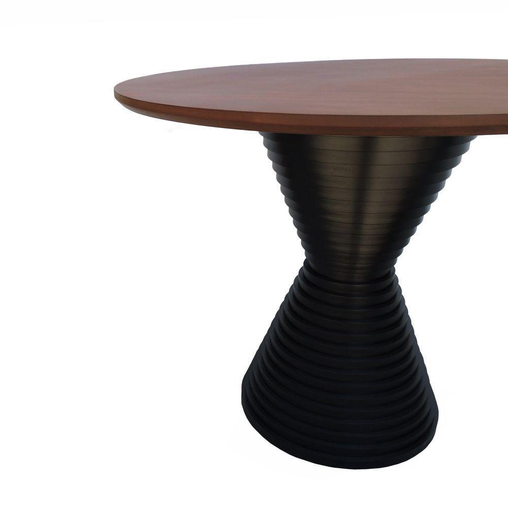 Mesa De Jantar Apollo Tampo Redondo 120 Preto-amêndoa - 5