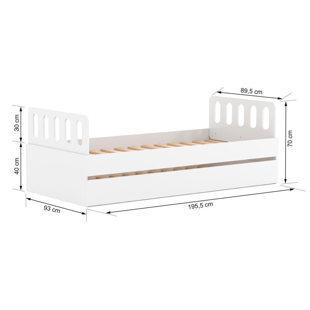 Bicama Solteiro Mdf Branco Com Cabeceira Anatômica Mobilistore - 5