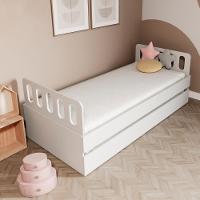 Bicama Solteiro Mdf Branco Com Cabeceira Anatômica Mobilistore - 1