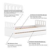 Bicama Solteiro Mdf Branco Com Cabeceira Anatômica Mobilistore - 2