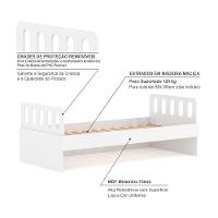 Cama Solteiro Mdf Branco Com Cabeceira Anatômica Mobilistore - 3