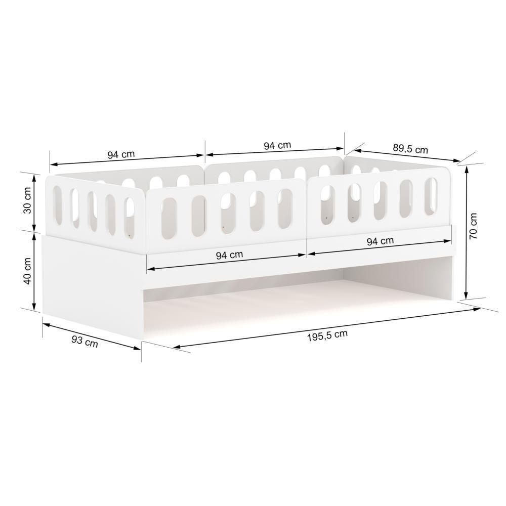 Cama Solteiro Mdf Branco Com 04 Grades E Cabeceira Anatômica Mobilistore - 5