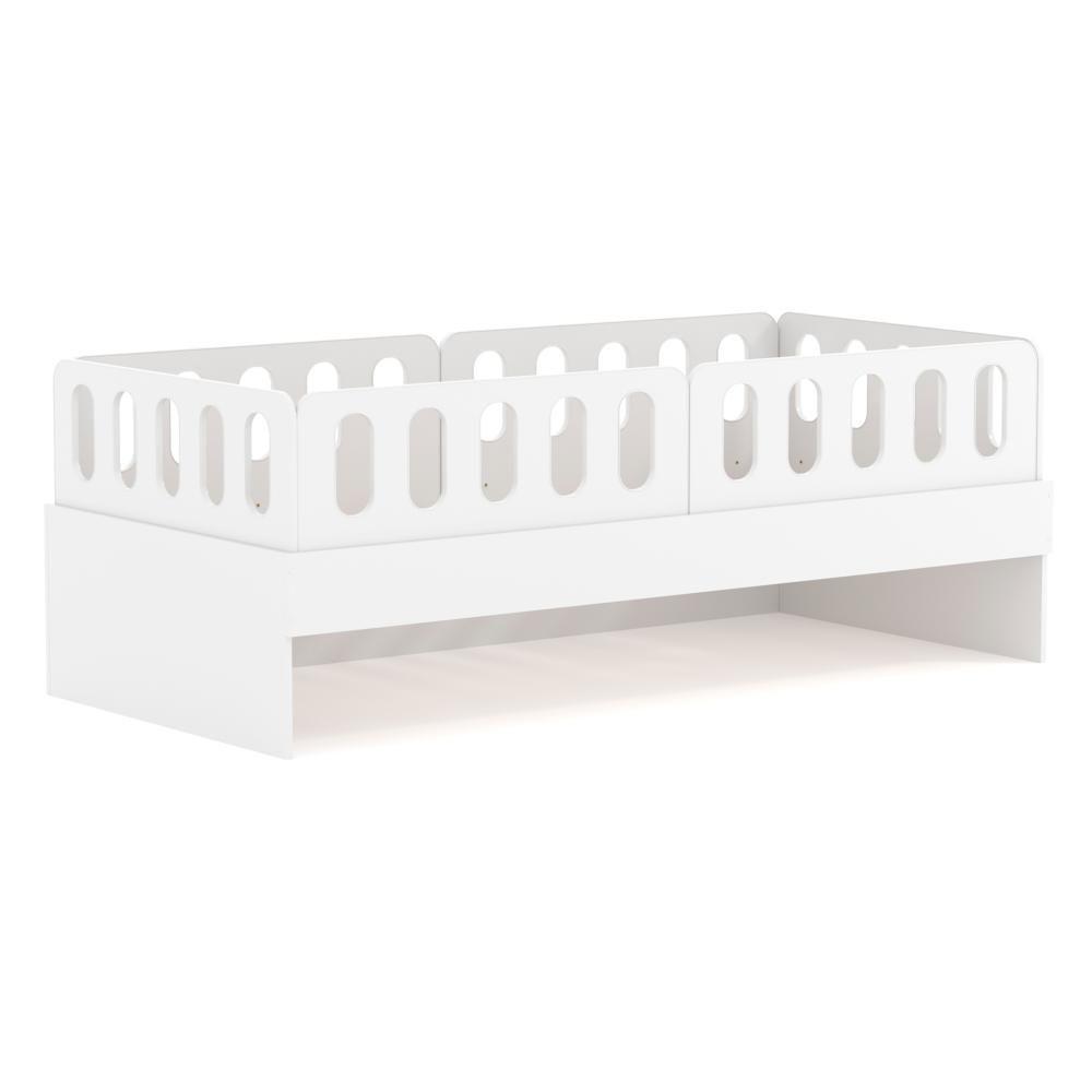 Cama Solteiro Mdf Branco Com 04 Grades E Cabeceira Anatômica Mobilistore - 6