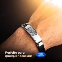 Pulseira Prata Placa Aço Inox Masculina Silicone Pai Nosso Casual Ajsutavel Religioso - 6