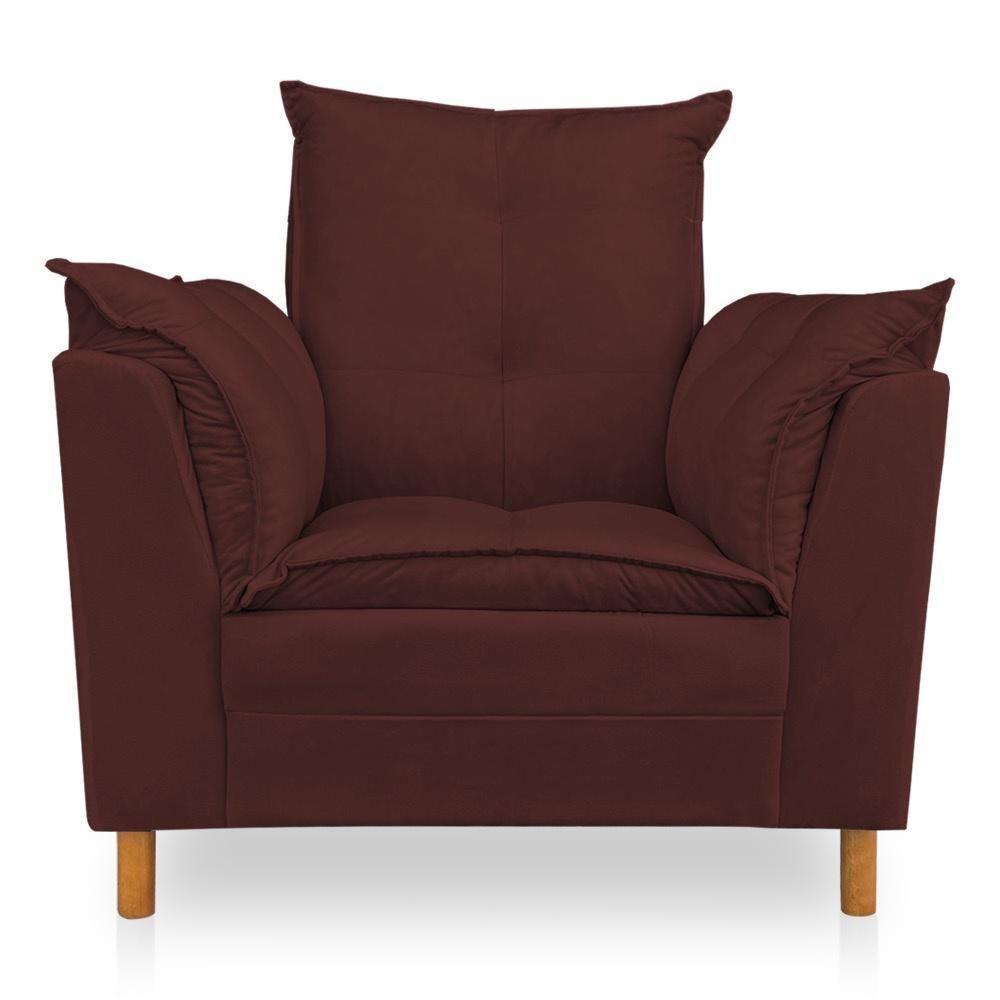 Kit Poltrona Amamentação Sara + Puff Suede Marsala Dal Poz Estofados - 3