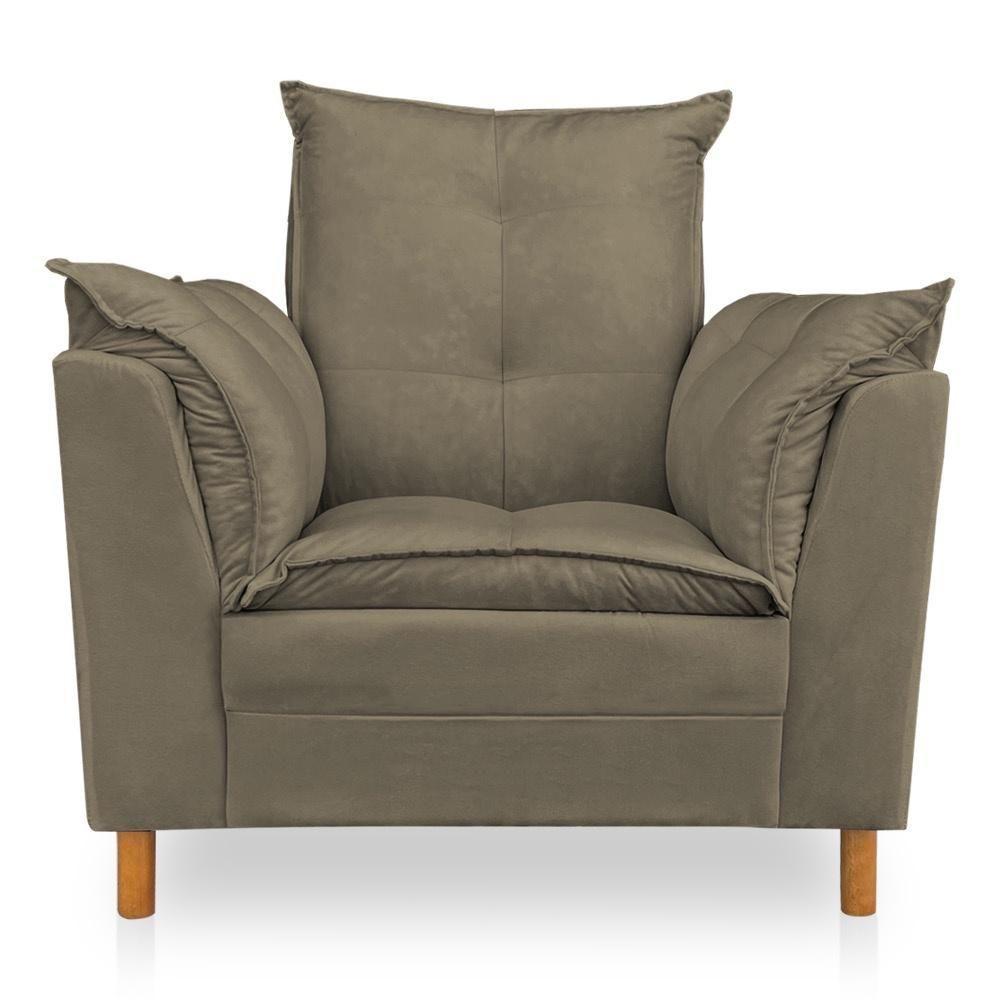 Kit Poltrona Amamentação Sara + Puff Suede Capuccino Dal Poz Estofados - 6