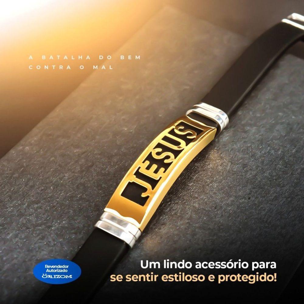 Pulseira Ouro Placa Banhada Jesus Cristo Masculina Dourada Ajustavel - 8