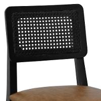 Kit 2 Banquetas Madeira Maciça Encosto Telinha Assento Estofado - Preto Corano Marrom Mescla