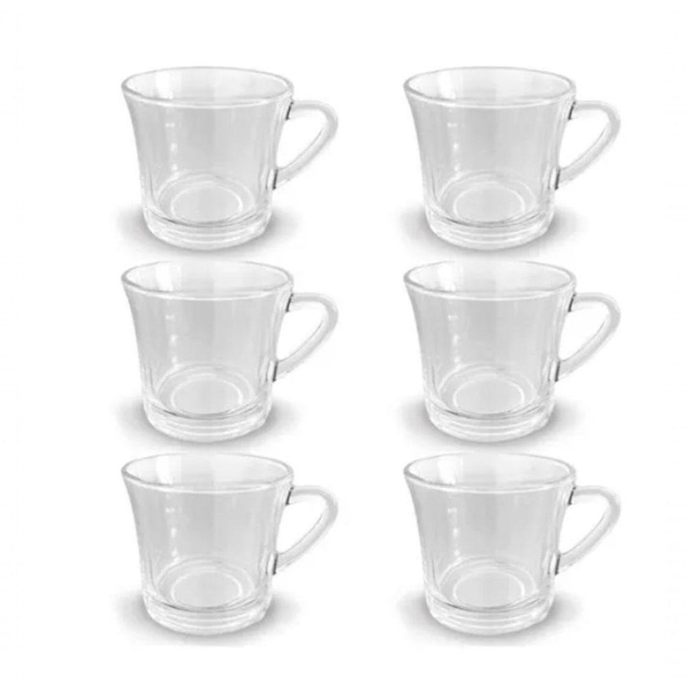 Jogo Xicaras Caneca Vidro Cristal 6pcs 180ml - 1