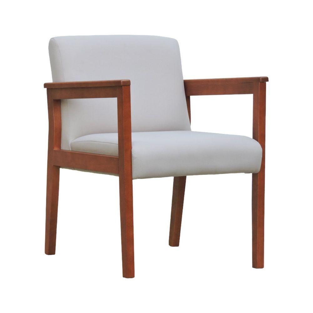 Poltrona Veneza Estrutura Em Madeira Maciça Assento E Encosto Estofado - Amêndoa Linho Bege - 1