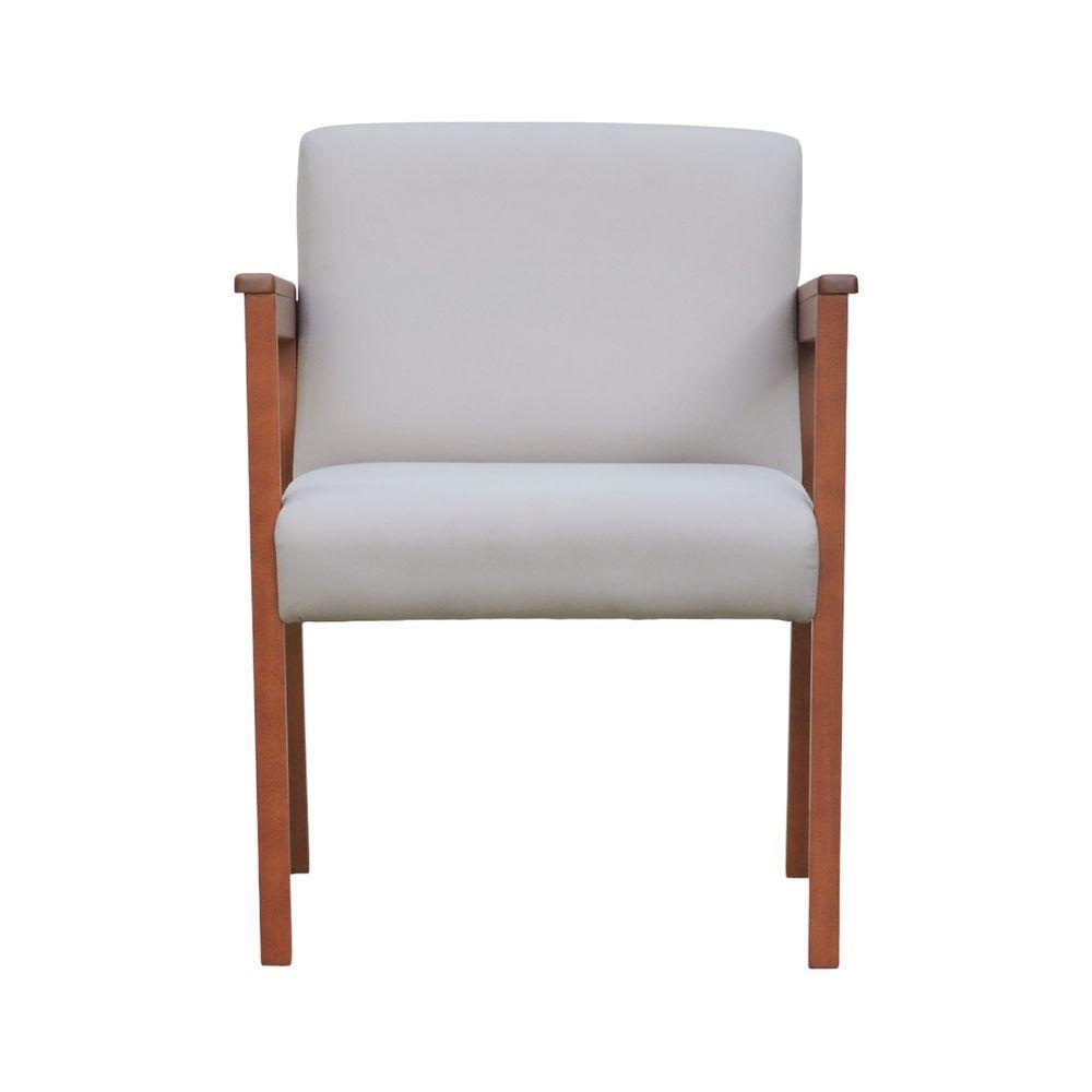 Poltrona Veneza Estrutura Em Madeira Maciça Assento E Encosto Estofado - Amêndoa Linho Bege - 3