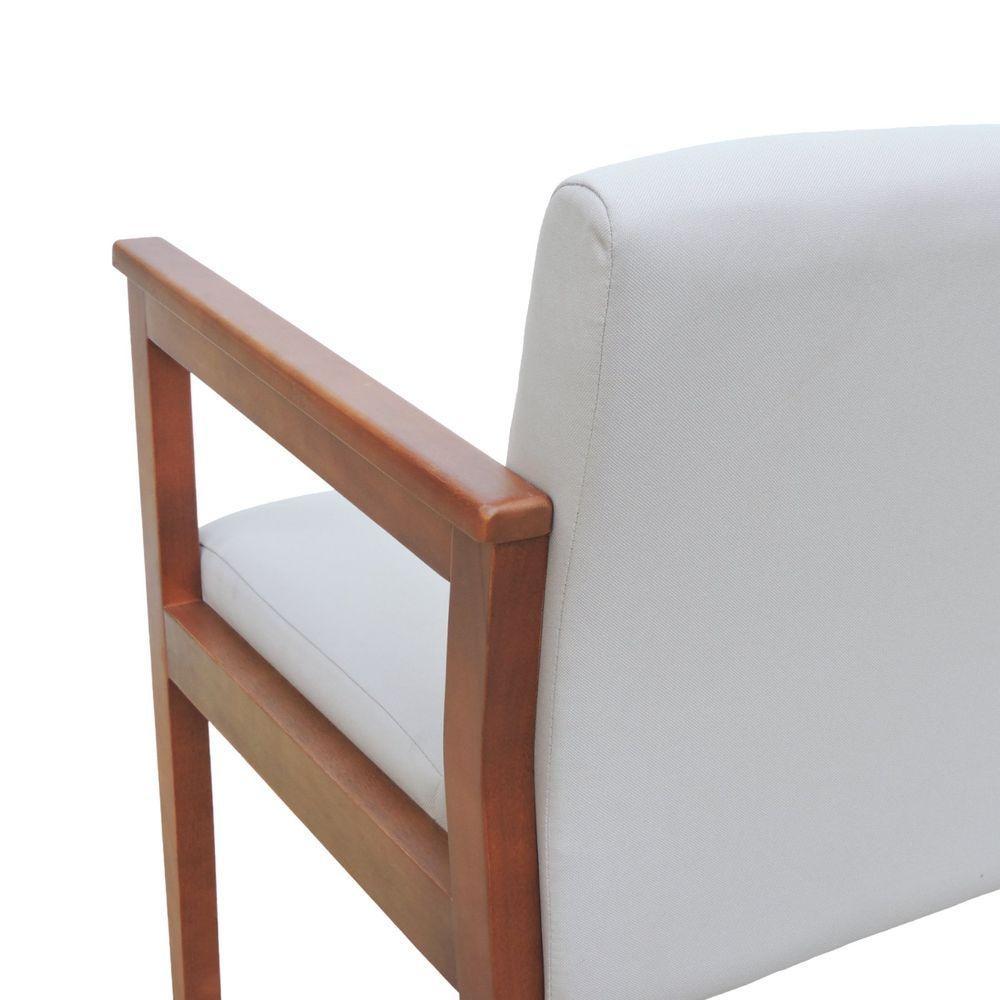 Poltrona Veneza Estrutura Em Madeira Maciça Assento E Encosto Estofado - Amêndoa Linho Bege - 5