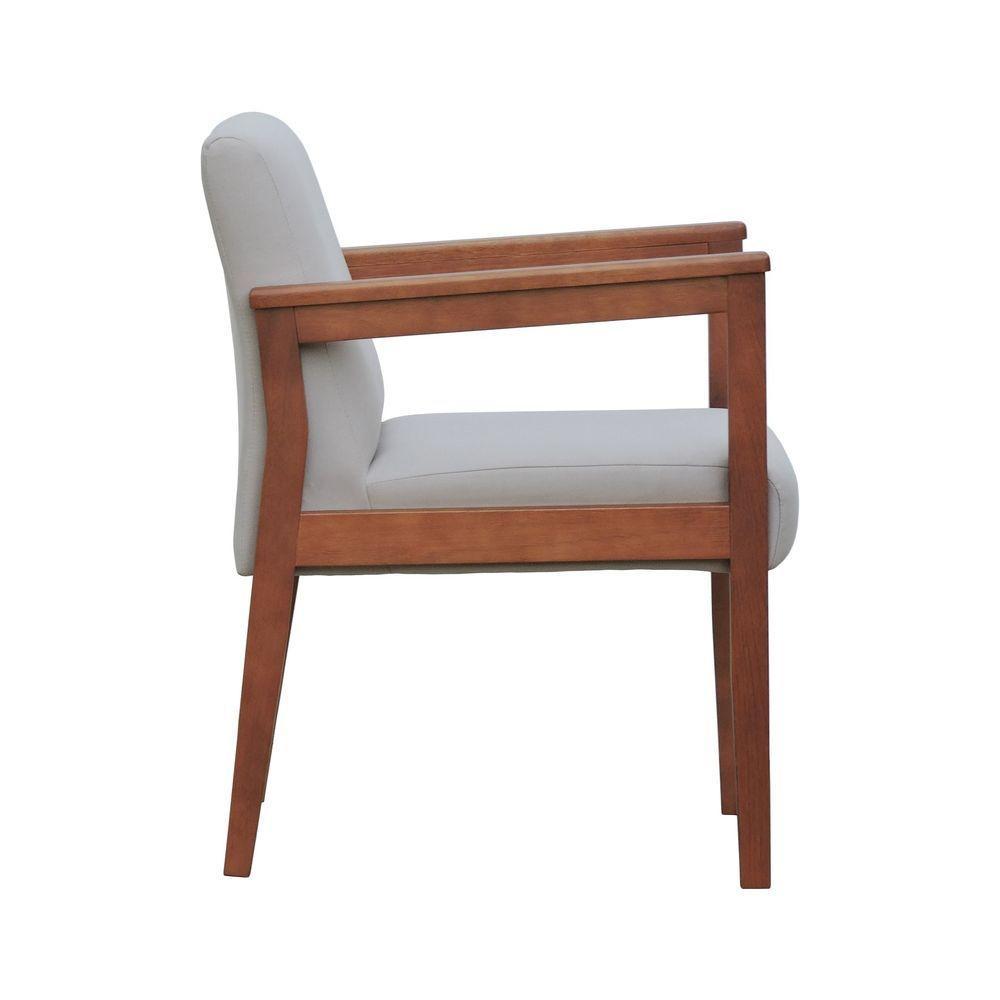 Poltrona Veneza Estrutura Em Madeira Maciça Assento E Encosto Estofado - Amêndoa Linho Bege - 6