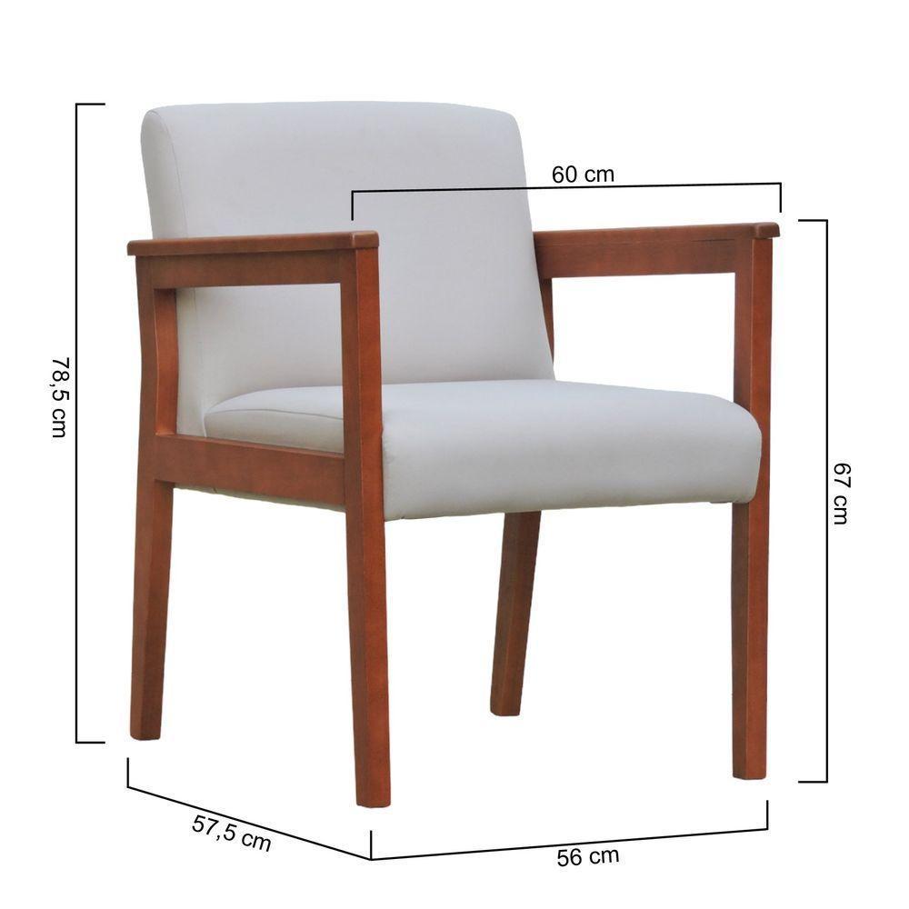 Poltrona Veneza Estrutura Em Madeira Maciça Assento E Encosto Estofado - Amêndoa Linho Bege - 8