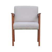 Poltrona Veneza Estrutura Em Madeira Maciça Assento E Encosto Estofado - Amêndoa Linho Bege - 3