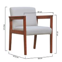 Poltrona Veneza Estrutura Em Madeira Maciça Assento E Encosto Estofado - Amêndoa Linho Bege - 8