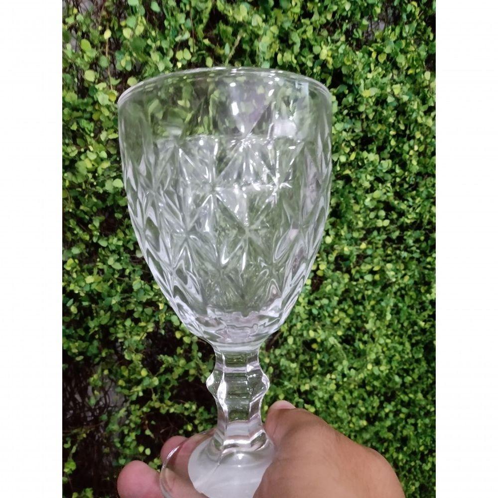 Jogo 6 Taças De Vidro 350ml Cristal Diamante Vinho Suco água 340ml 1º Linha - 2