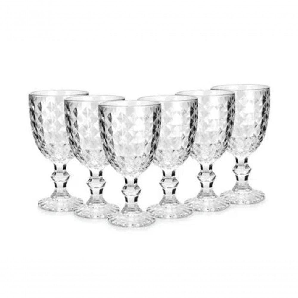 Jogo De Taças Vidro Cristal Mosaico Vitro 320ml Vnho água Suco Almoço Jantar - 1