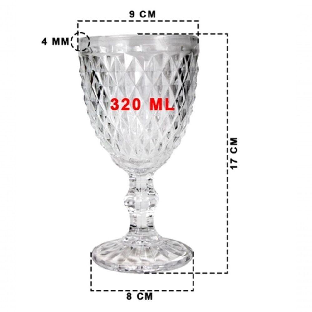 Jogo De Taças Vidro Cristal Mosaico Vitro 320ml Vnho água Suco Almoço Jantar - 4