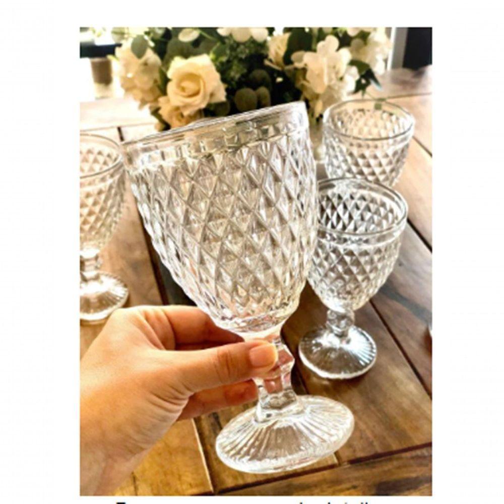 Jogo De Taças Vidro Cristal Mosaico Vitro 320ml Vnho água Suco Almoço Jantar - 5