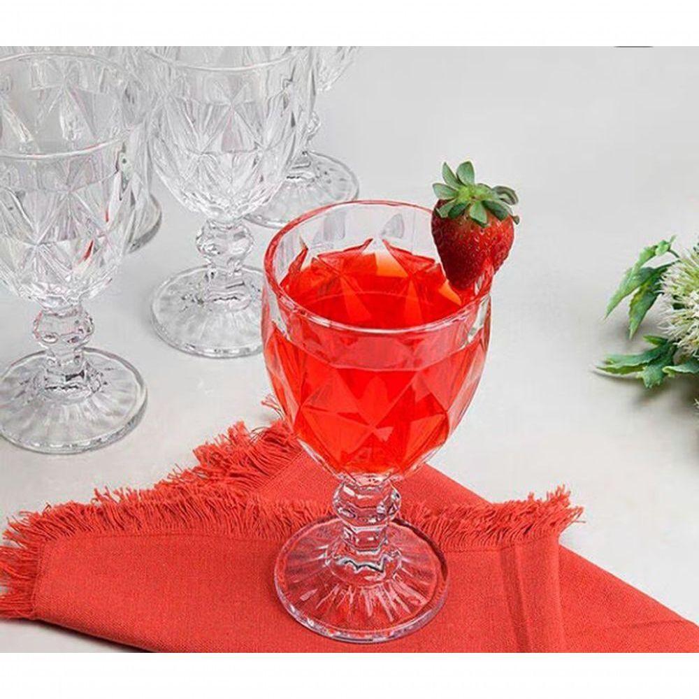 Jogo 6 Taças De Vidro 340ml Cristal Diamente Vinho Suco água 340ml - 5