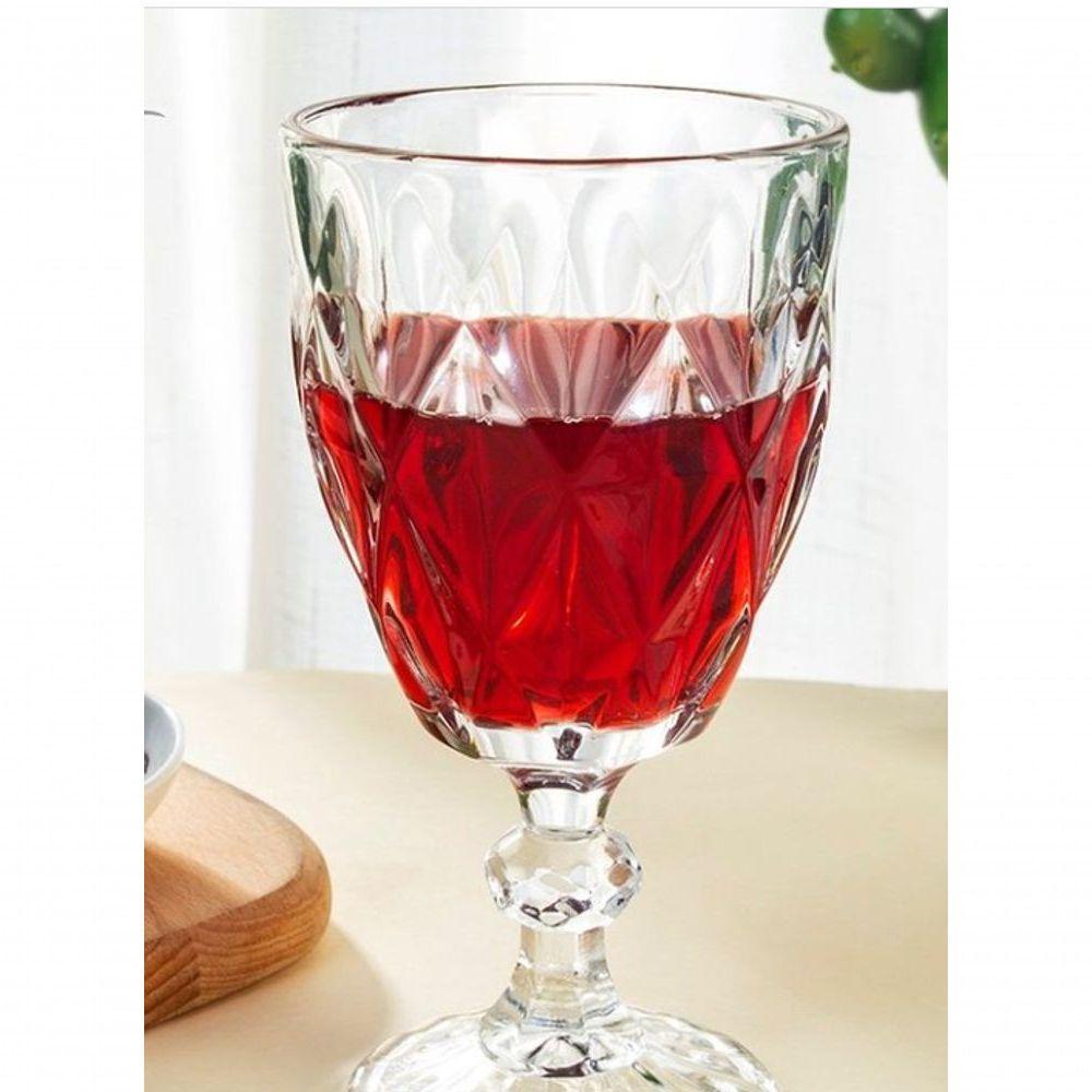 Jogo 6 Taças De Vidro 340ml Cristal Diamente Vinho Suco água 340ml - 6