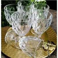 Jogo 6 Taças De Vidro 340ml Cristal Diamante Vinho Suco água 340ml - 6