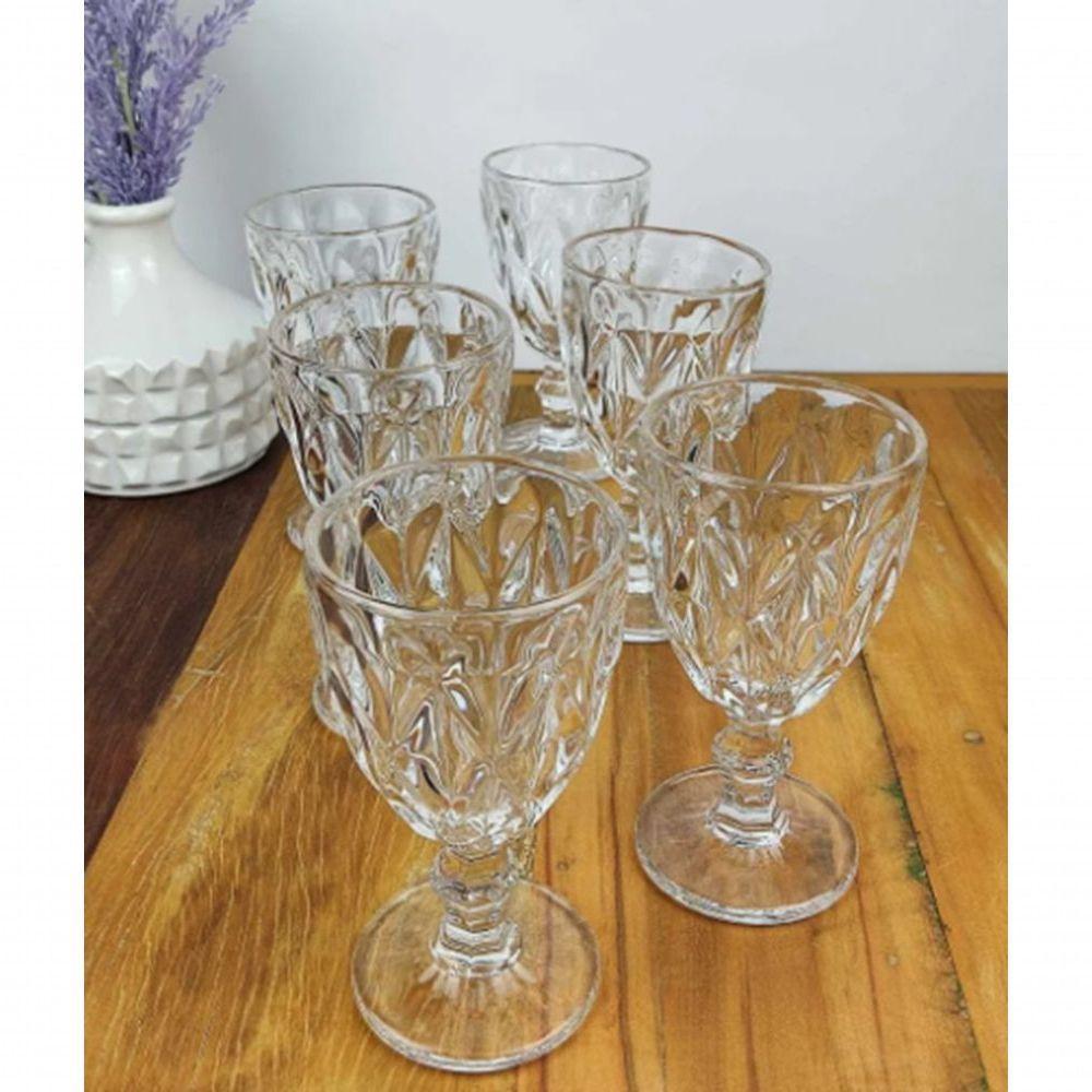 Jogo Taças Luxxor Vidro Cristal Diamante 6pcs 340ml Agua Vinho Suco Copo - 5