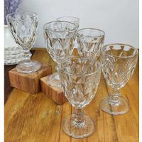 Jogo Taças Luxxor Vidro Cristal Diamante 6pcs 340ml Agua Vinho Suco Copo