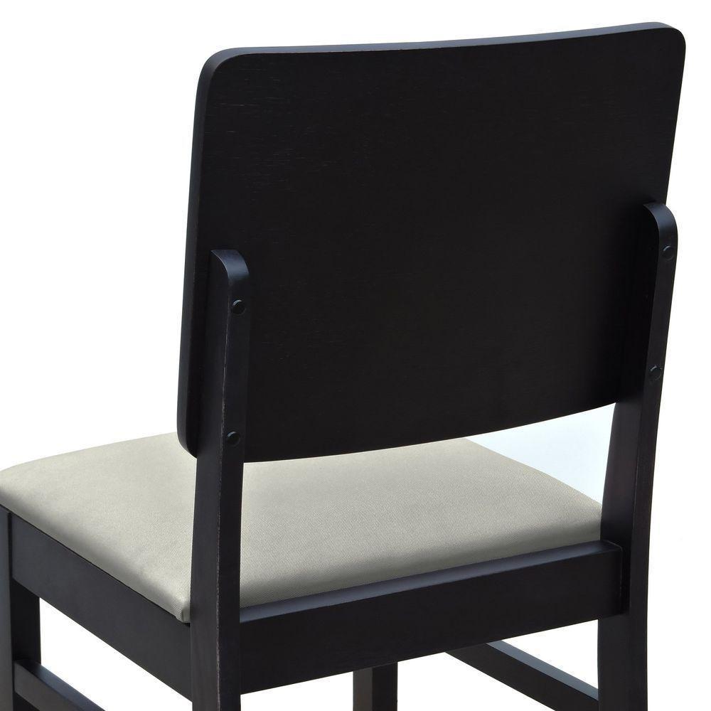 Cadeira Quéops Madeira Maciça Encosto Anatômico Assento Estofado - Preto Linho Bege - 4