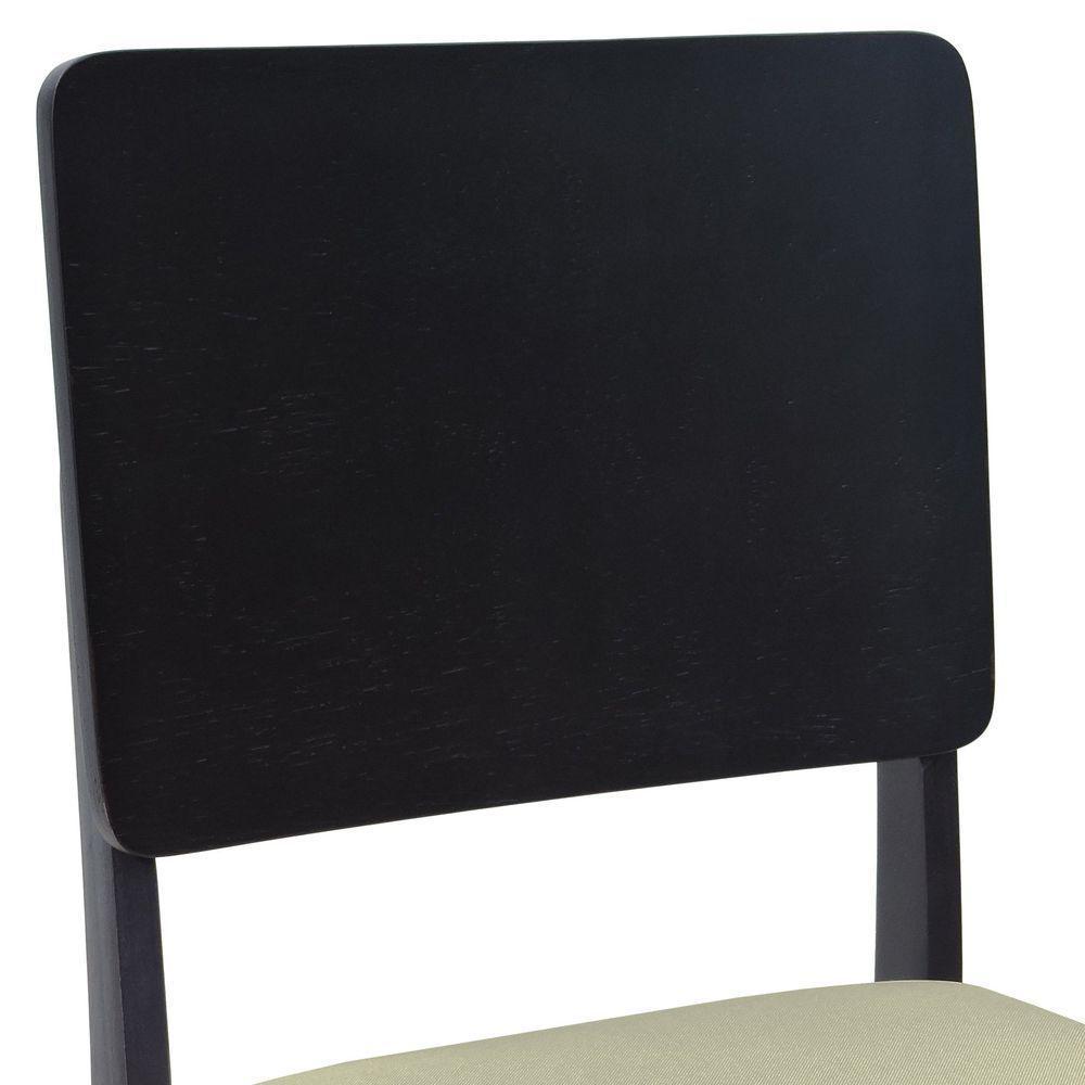 Cadeira Quéops Madeira Maciça Encosto Anatômico Assento Estofado - Preto Linho Bege - 6